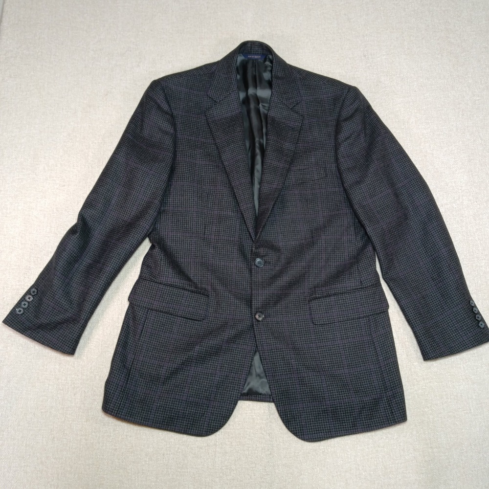 Brooks Brothers Madison 39R 100% Wool Blazer Grey Purple Houndstooth Sport Coat